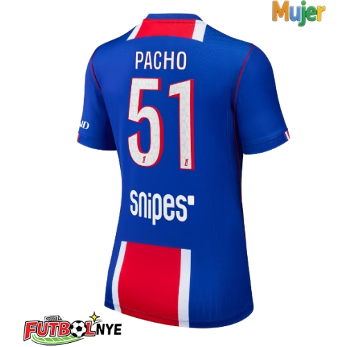 Camiseta Paris Saint-Germain Willian Pacho #51 Primera Equipación para mujer 2026-27 manga corta